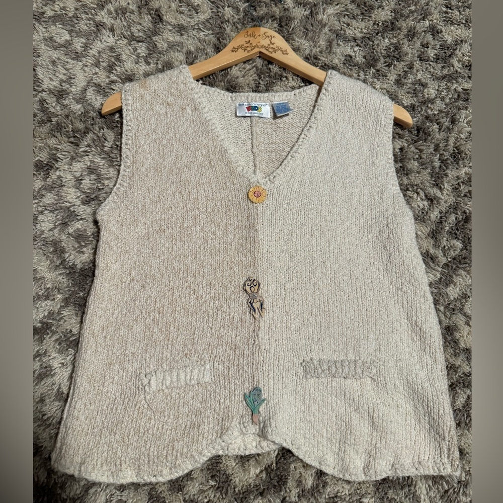 VTG 1995 Eagle’s Eye Vest W/ Funky Painted Buttons